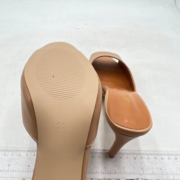 Milooey shoes Women's Kitten Low Heels Peep Toe Heeled Slide Sandals ,Nude - Picture 6 of 8